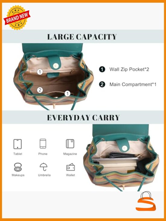 Genuine Leather Fashion Backpack for Women - Casual Designer Daypack with main image 6